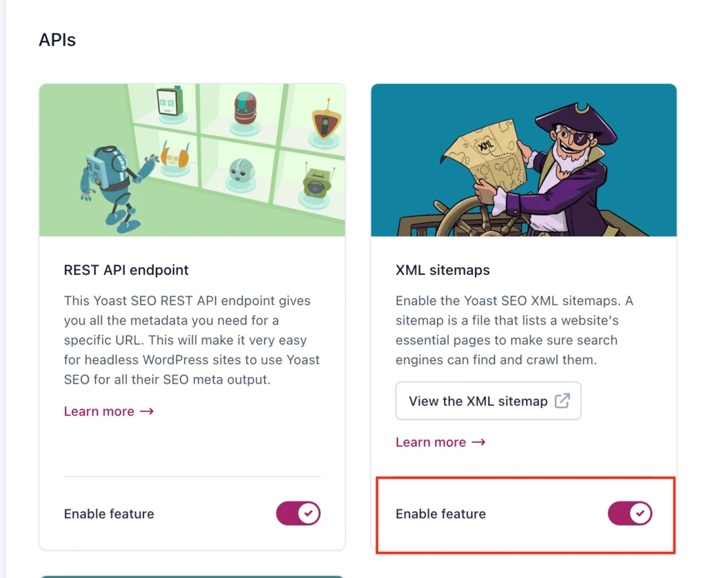 Enable sitemap in Yoast SEO