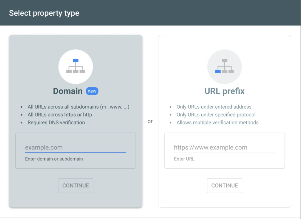 Google search console properties