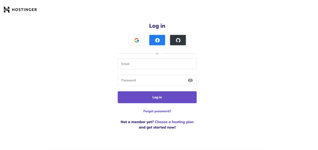 Hostinger hPanel login