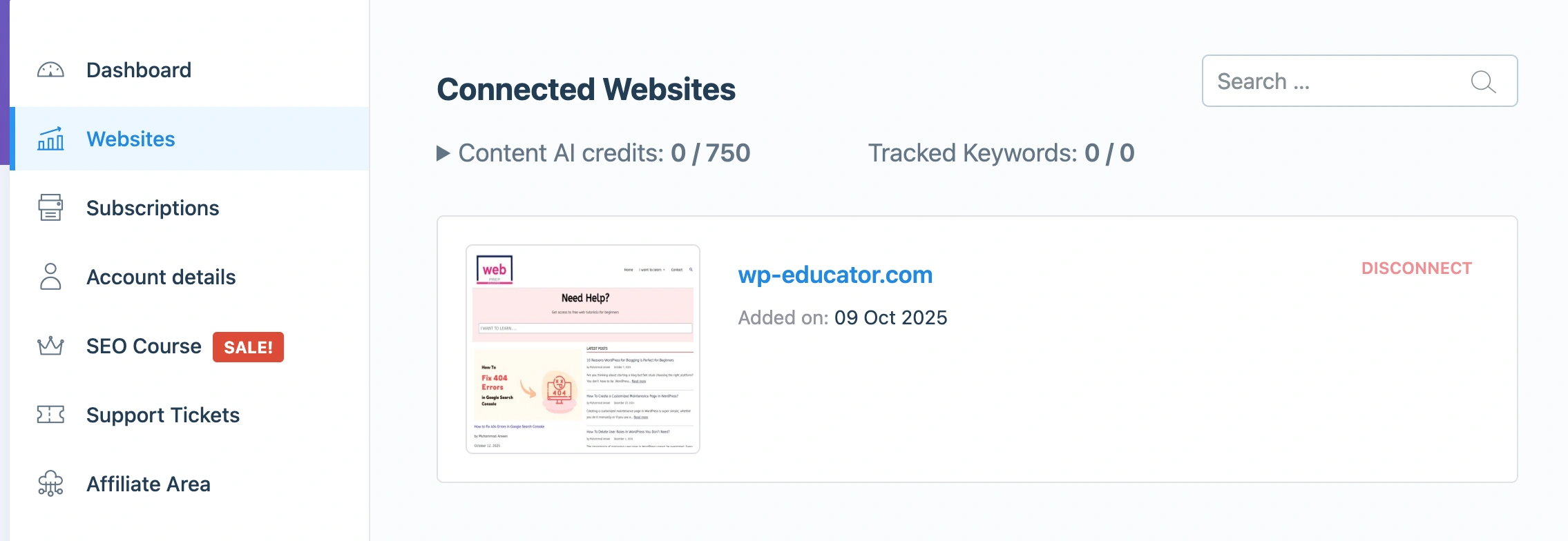 Rank Math seo plugin is connected with the website.