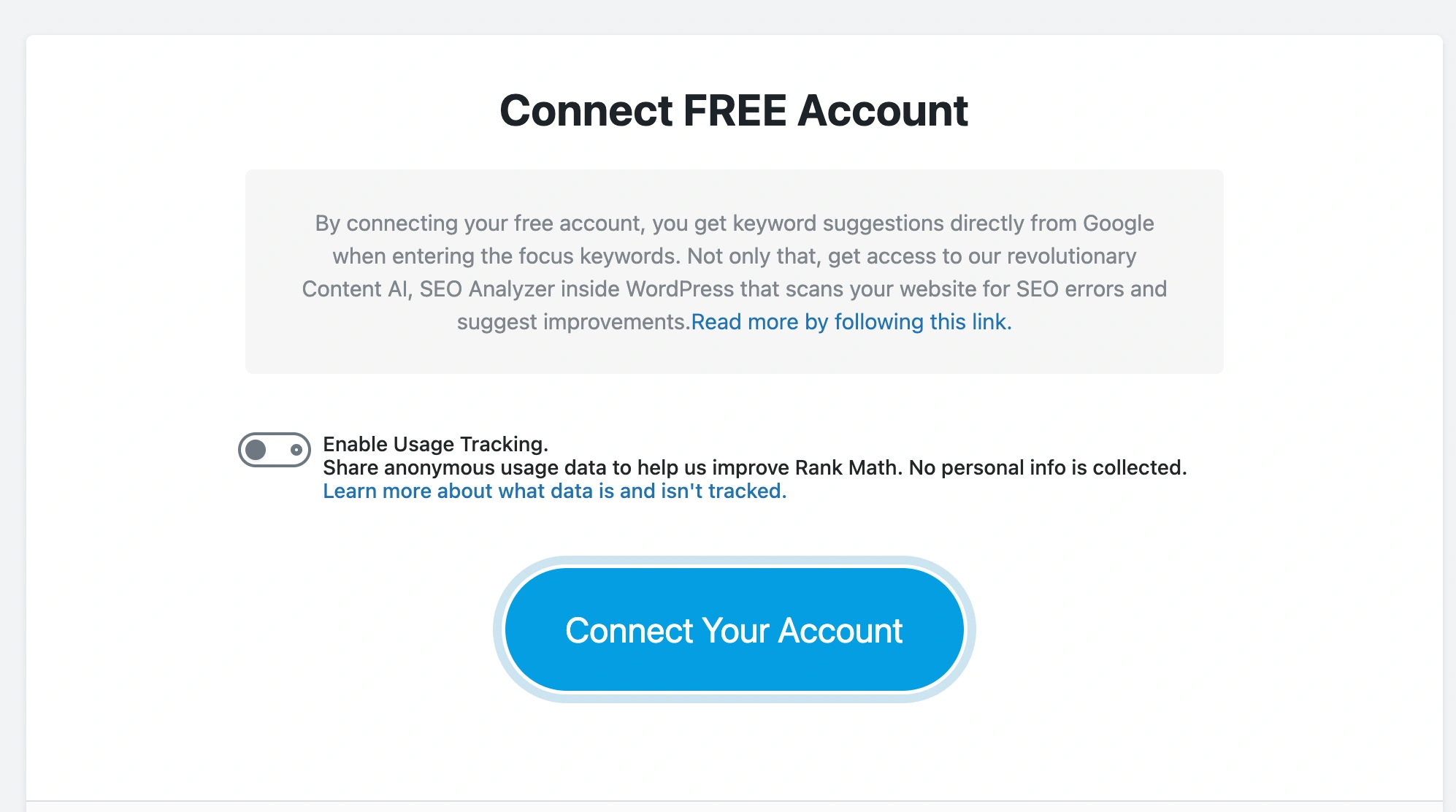 Connect your website with Rank Math SEO plugin.