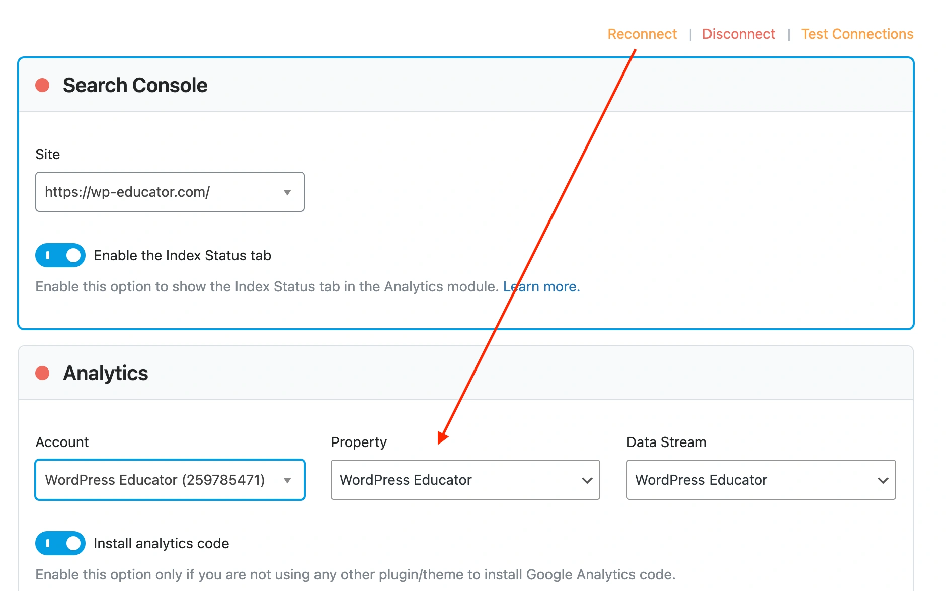 Connect Google services with Rank Math SEO.